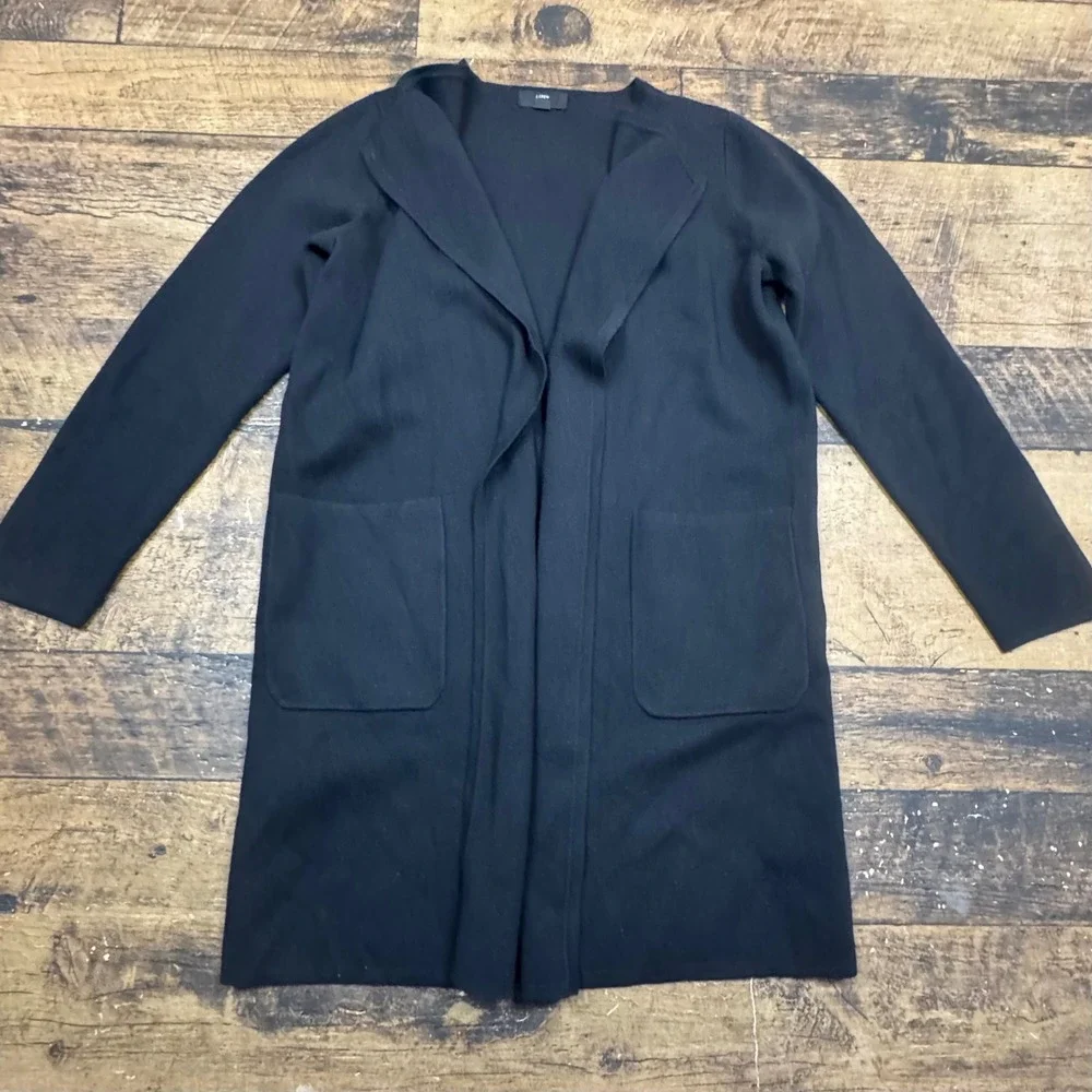 J Crew 365 Black Merino‎ Wool Blend Cardigan Sweater Jacket Size S open front